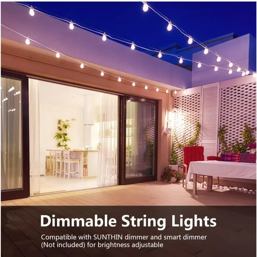 Sunthin Outdoor Patio Garden White String LED Shatterproof Lights